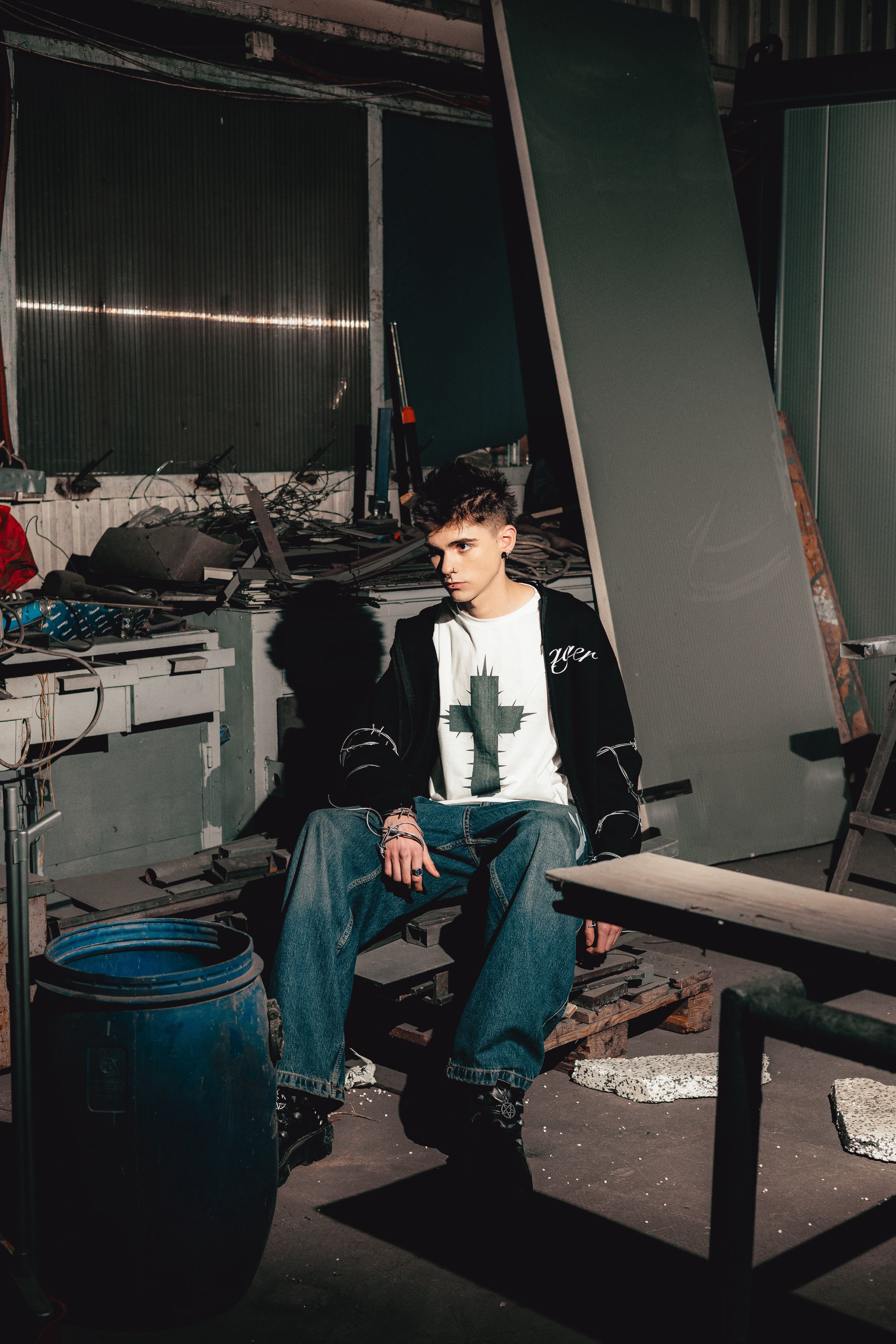 SPIKED CROSS T-SHIRT