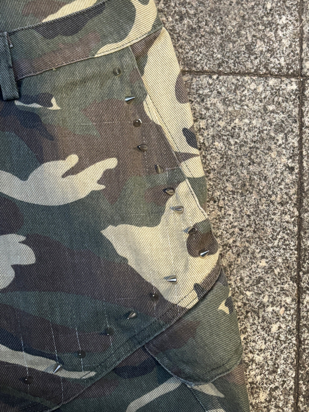 SPIKED CAMO PANTS