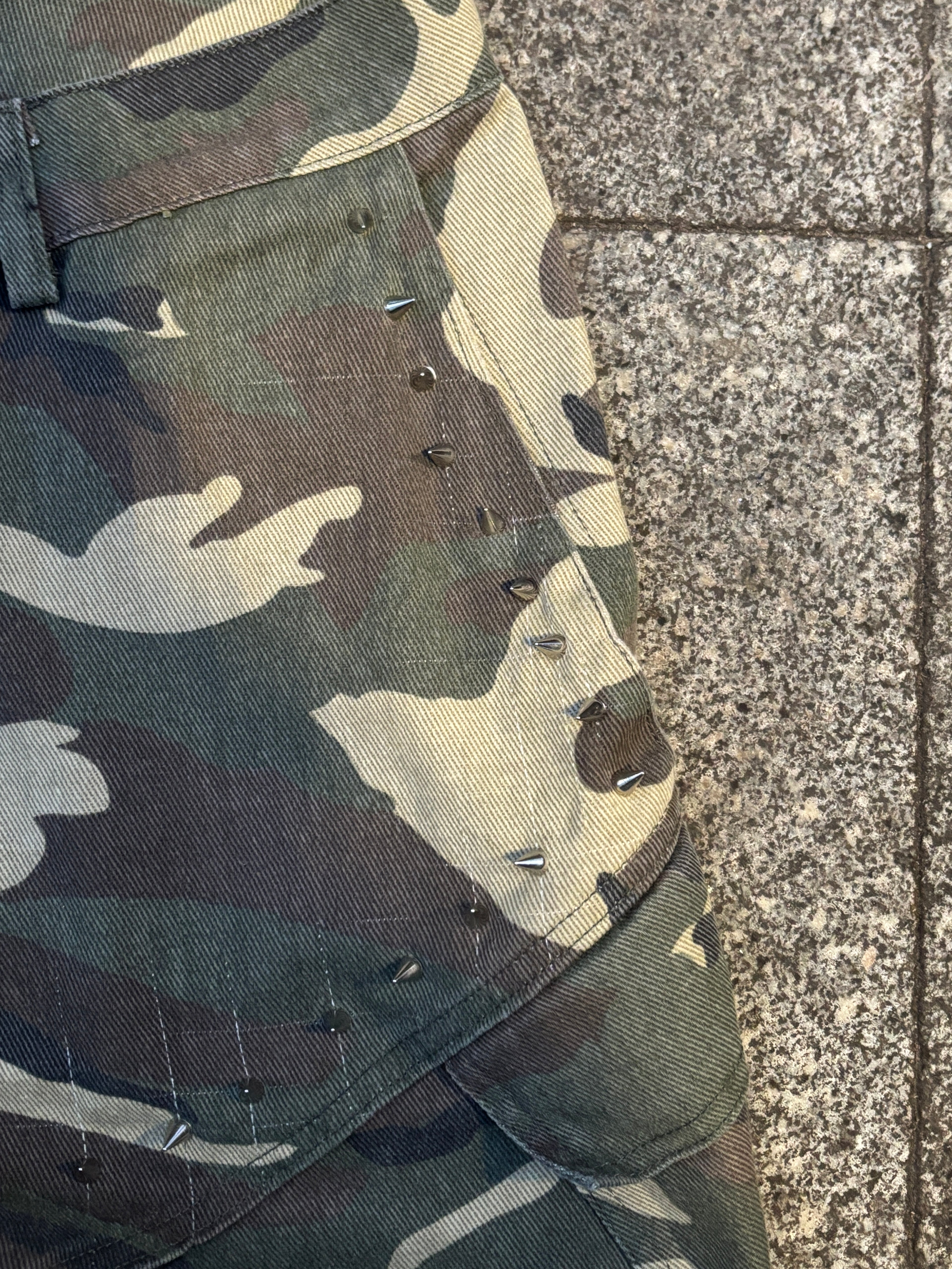 SPIKED CAMO PANTS